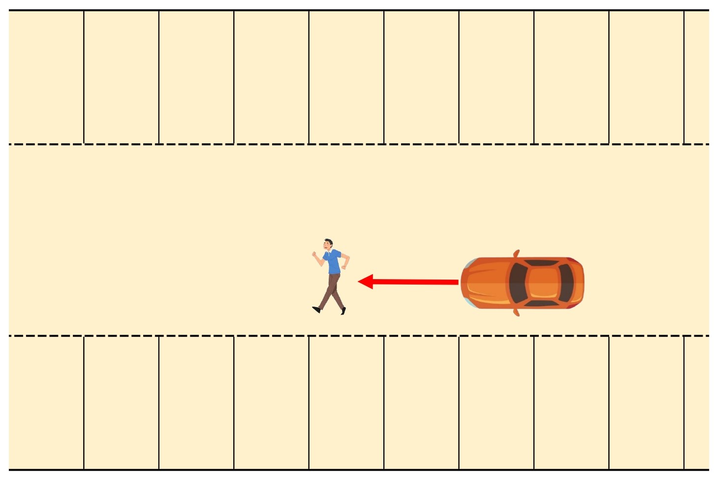 【図】駐車場内／歩行者と四輪車／通路