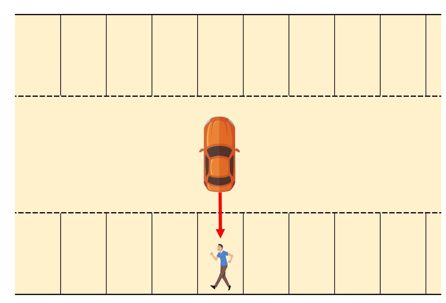  【図】駐車場内／歩行者と四輪車／駐車区画内