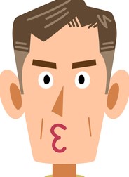 口を尖らせた男性