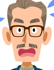 髭とメガネの男性（焦っている）